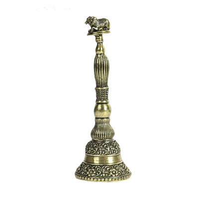 Petite cloche Nandi en laiton Puja sacrée pour rituels laiton doré