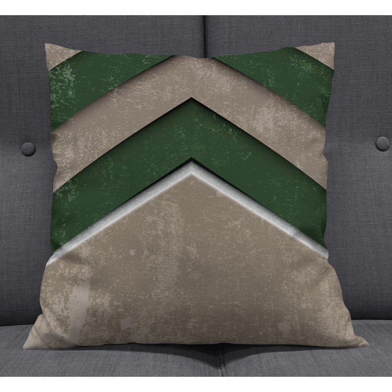 Throw Pillow With Insert, 16"H x 16"W, Blue/Green Chevron 1