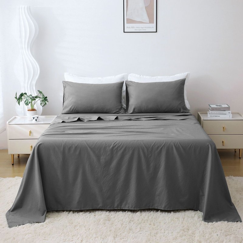 Ensemble de draps Solayne 1800 Series, Gris, Ensemble de draps pour grand lit + 3 pièces suppl