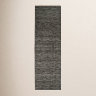 Lineville Dark Gray Hand-Woven Wool Rug