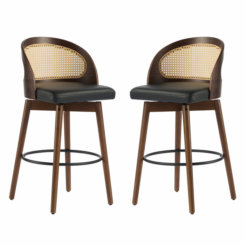 Ensemble de 2 tabourets de bar en bois rembourrés pour l'intérieur