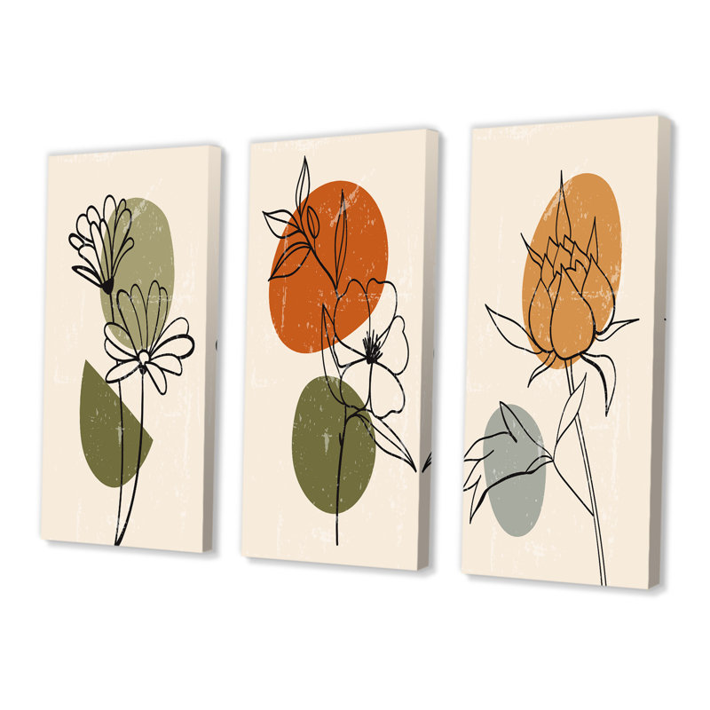 Ensemble de 3 pièces japonaises créatives rétro II - art moderne Mid-Century, H 32 po x l 48 po