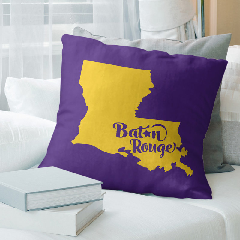 Coussin louisiana, Baton Rouge, 18 po x 18 po, Mauve / doré