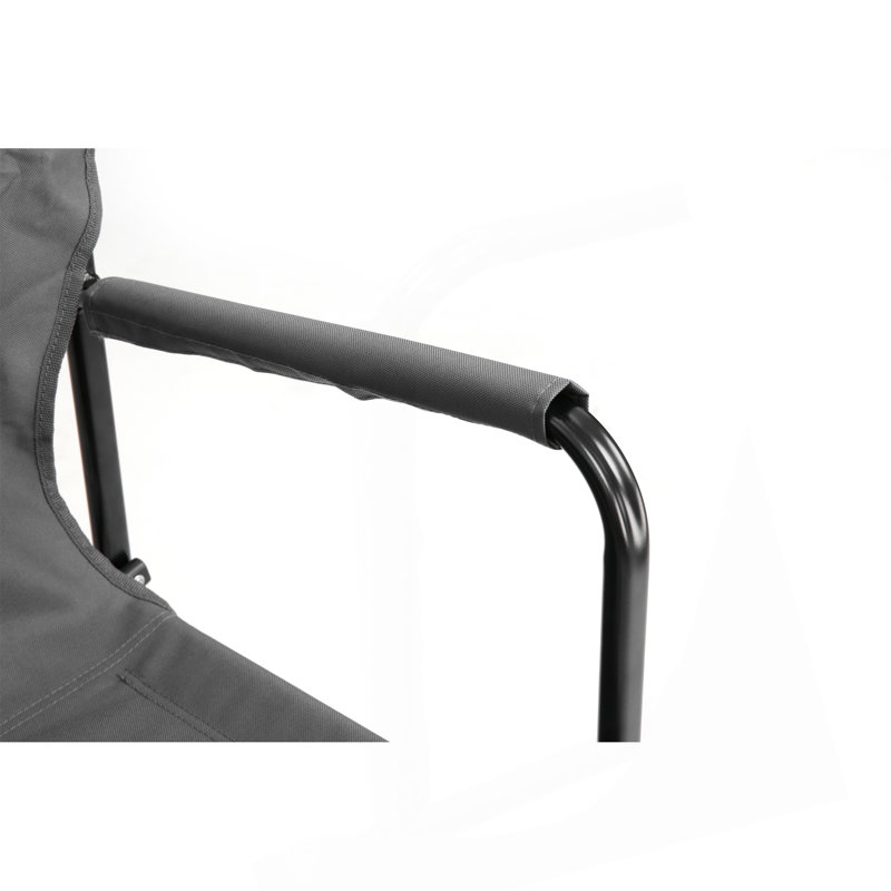 Chaise berçante d'extérieur pliable avec accoudoirs solides, porte-gobelet et dossier confortable, Gris