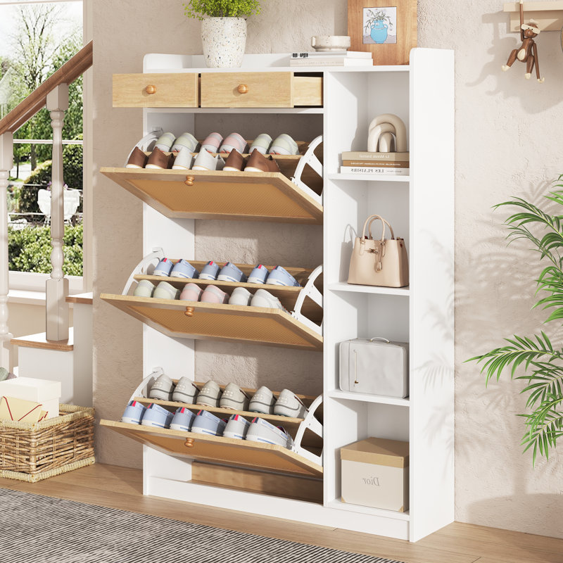 18 Pair Shoe Storage Cabinet, White