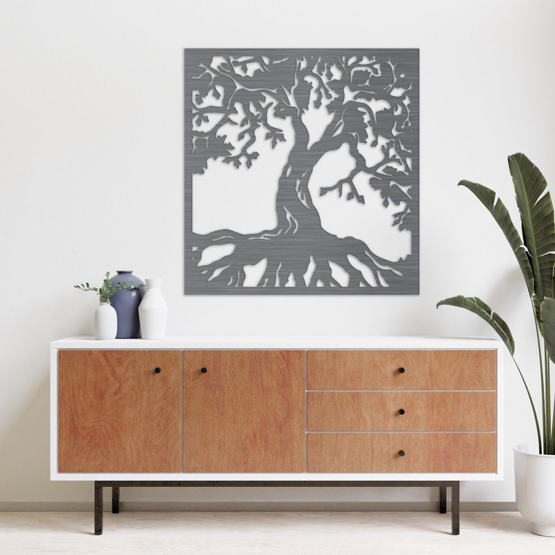 Handmade Wall Decor, 46" H x 43.9" W x 0.25" D, Silver