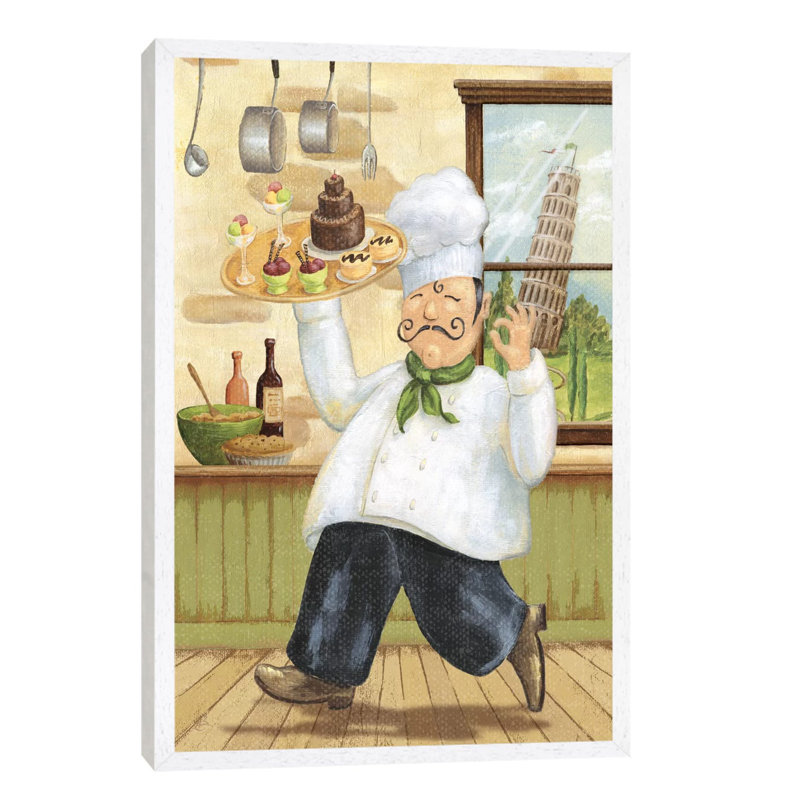 Happy Chef II by Daphne Brissonnet - Painting on Canvas, 152.5 cm H x 101.5 cm W, White Floater Framed
