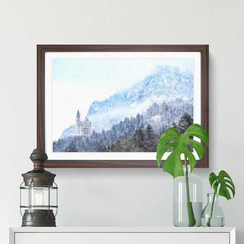 Neuschwanstein Castle in Germany - Picture Frame Graphic Art Print, Walnut Framed, 24cm H x 33cm W x 2cm D