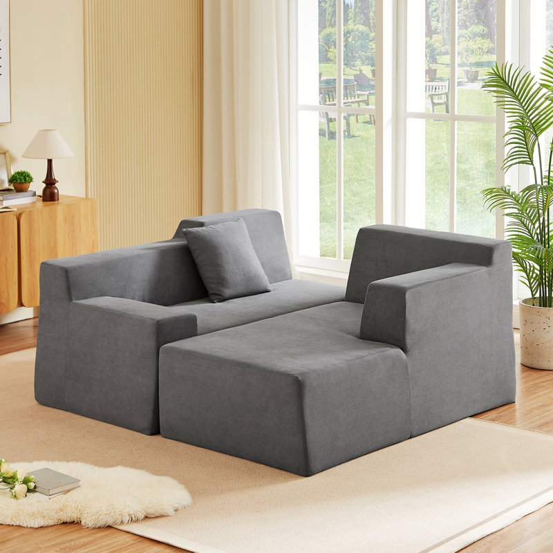 Canapé moderne en L pour la maison, Gris foncé, Face à la droite