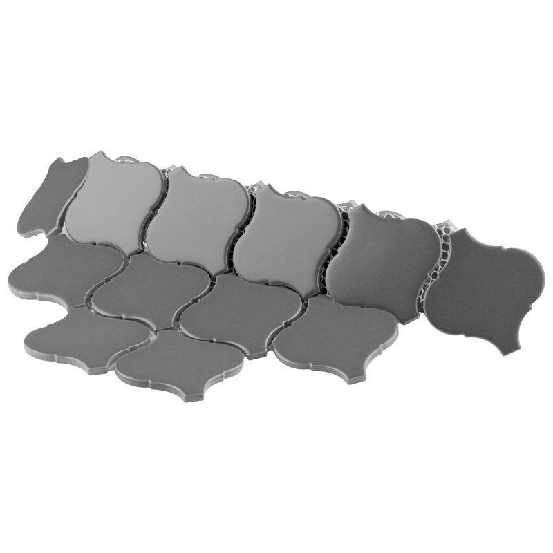 Metro Lantern 9-1/2 " x 10-3/4 " Porcelain Mosaic Floor and Wall Tile, Dark Gray Matte