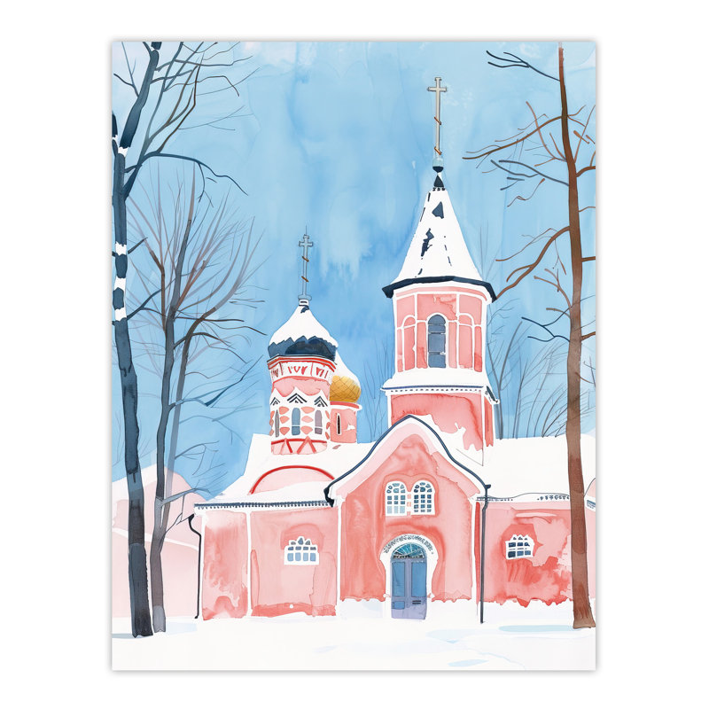 Orthodox Church Ukraine Soft Watercolour Wall Art Print