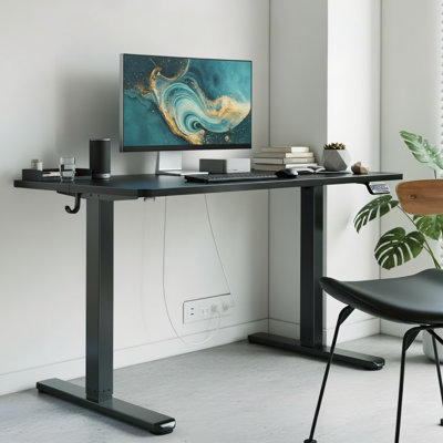 48.01 X 24.01 Inch Electric Height Adjustable Desk, Black Frame, Versatile Tabletop, Suitable For Sitting Or Standing Use