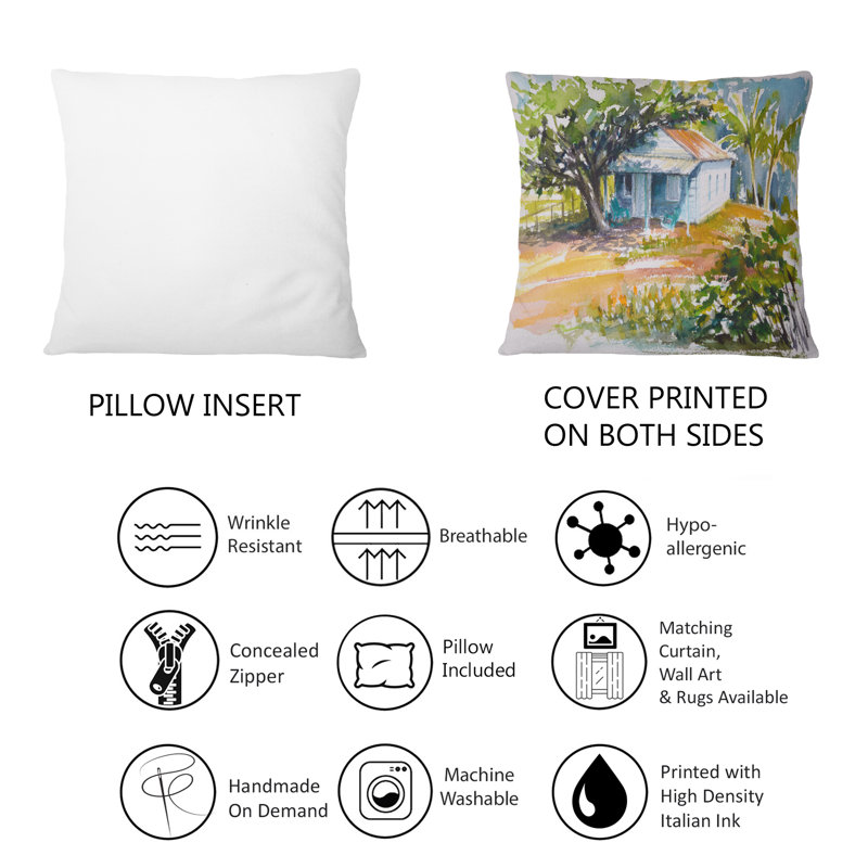 Coussin Blue Bungalow In Tropical Garden