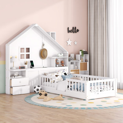 Ammadies Platform Bed with Multifunctional Headboard by Harper&Bright Designs by Harper Orchard