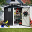 Remise de rangement extérieure en métal de 6 pi x 4 pi en noir, antirouille et spacieuse, pour les outils de jardin, serrure de porte sécurisée, transparente sans fenêtre, installation facile - remise en acier de 6 pi 4 pi, rangement