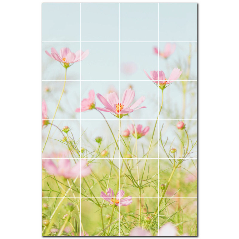 Décoration murale fleurs en céramique satinée 4,25 po x 4,25 po