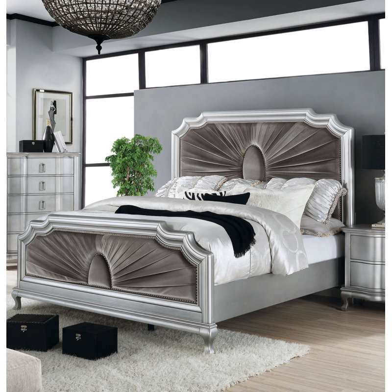 Lit standard rembourré en bois massif Kastin, Grand