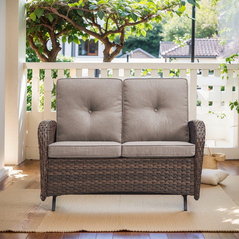 Fauteuil coulissant avec coussins Durtche, Gris, Brun