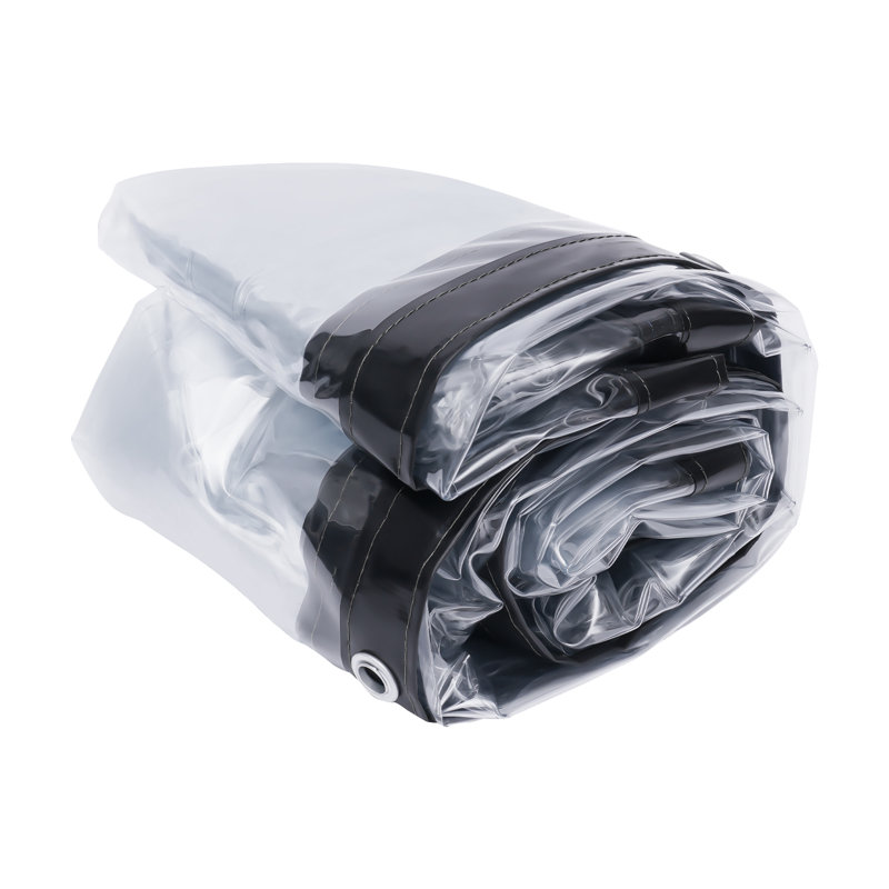 98.43"H Clear Outdoor Clear Awning Waterproof PVC Curtain Rain Shelter for Patios, Decks & Campsites, Black