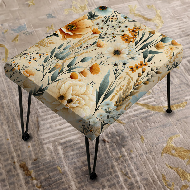 Beige Rustic Barnyard Blooms - Vintage Rectangle Ottoman