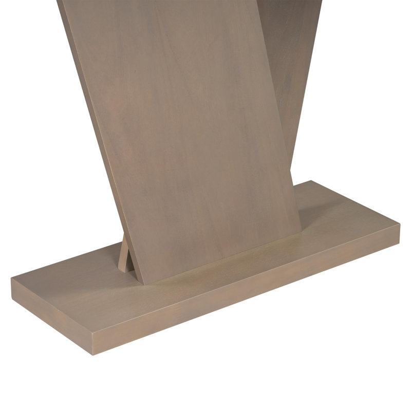 V-Base Design Console Table, Taupe/Taupe