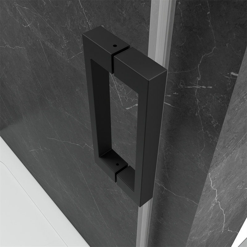 76" W x 60" D x 60" H Frameless Rectangle Shower Stall, Fixed Panel, Matte Black
