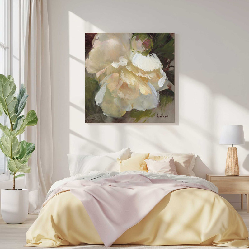 «Graceful White Peony Bloom II», reproduction sur toile 12 po x 12 po, H 12 po x l 12 po x P 1,25 po, Toile tendue