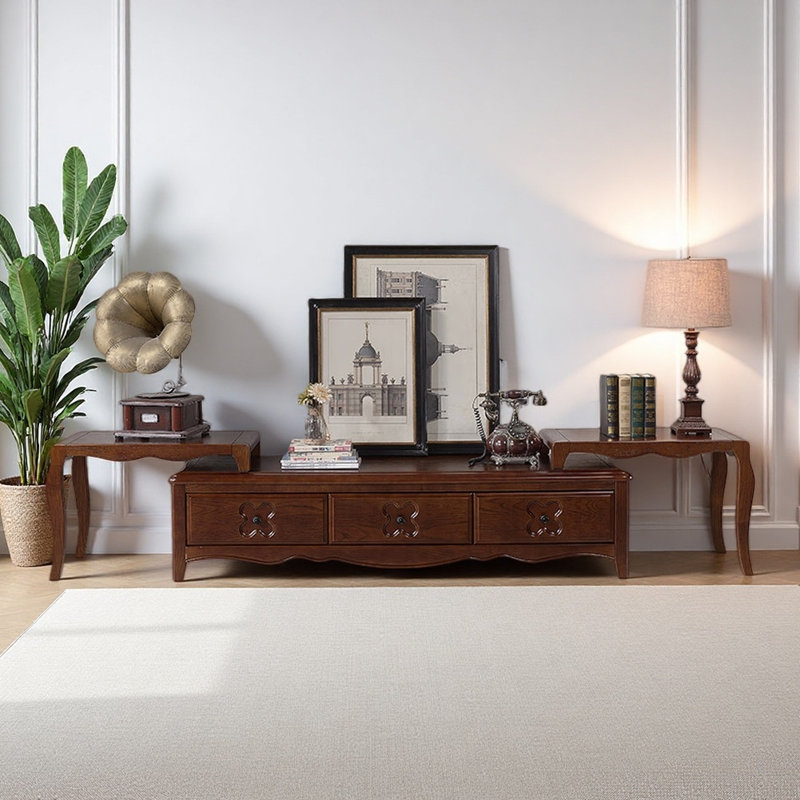Meuble télé de luxe américain rétractable, Brun noyer