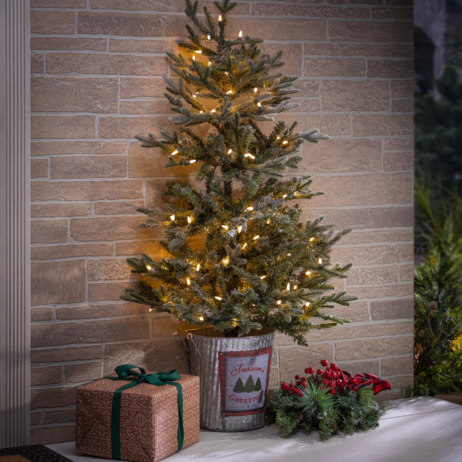 4 Ft. Illuminating Flocked Half Holiday Tree