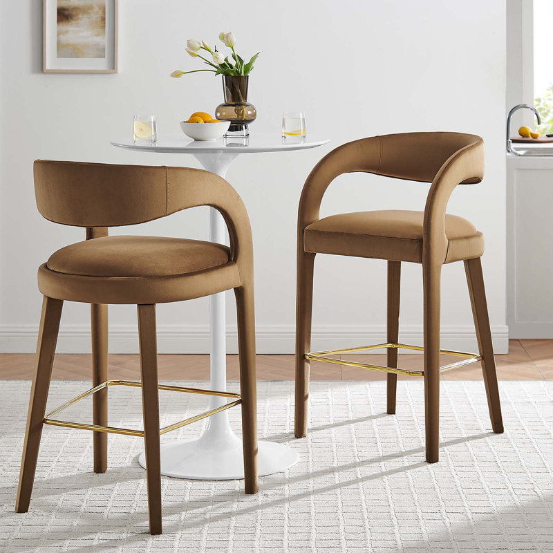 Tabouret rembourré Modway Pinnacle, Doré, Brun, Tabouret de bar (siège d'une hauteur de 30 po)