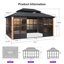 Pavillon de jardin mauve à toit rigide avec abri de jardin et toit en aluminium avec fenêtres amovibles et guirlande de 48 pi-105341481