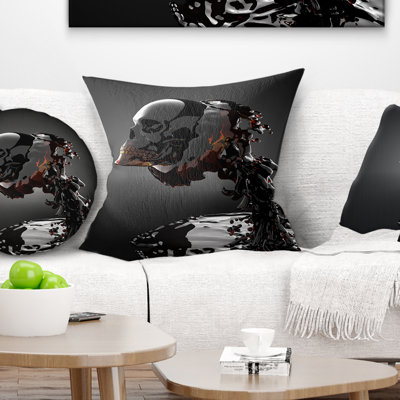 Skull in Liquid - Portrait Printed Pillow