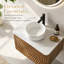Ensemble de meuble-lavabo mural, lavabo de salle de bain flottant avec lavabo rond en céramique et armoire latérale, ensemble de meuble-lavabo texturé à ondulation d'eau pour les petits espaces, peu encombrant-129741588-129741590-129741591
