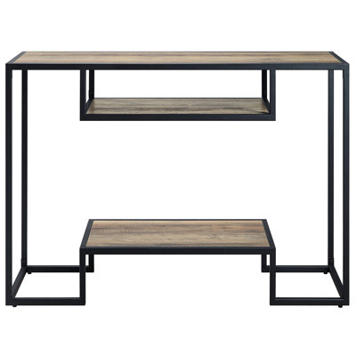Console de style industriel en chêne rustique avec tablette de rangement - Meuble de bureau rectangulaire Essential