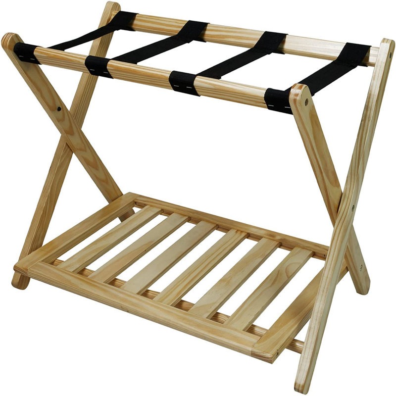 Porte-bagages pliable en bois, Naturel, H 22,25 po x l 26,75 po x P 16 po