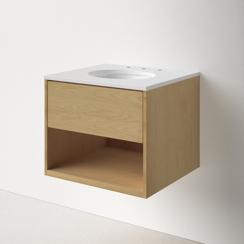Redbridge 24'' Single Wall Mounted Bathroon Vanity with Quartz Top