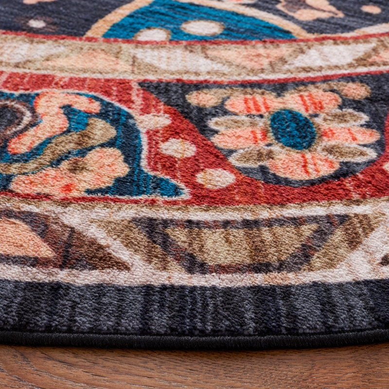 Manado Oriental Red/Navy Area Rug, Rectangle 4'5" x 6'