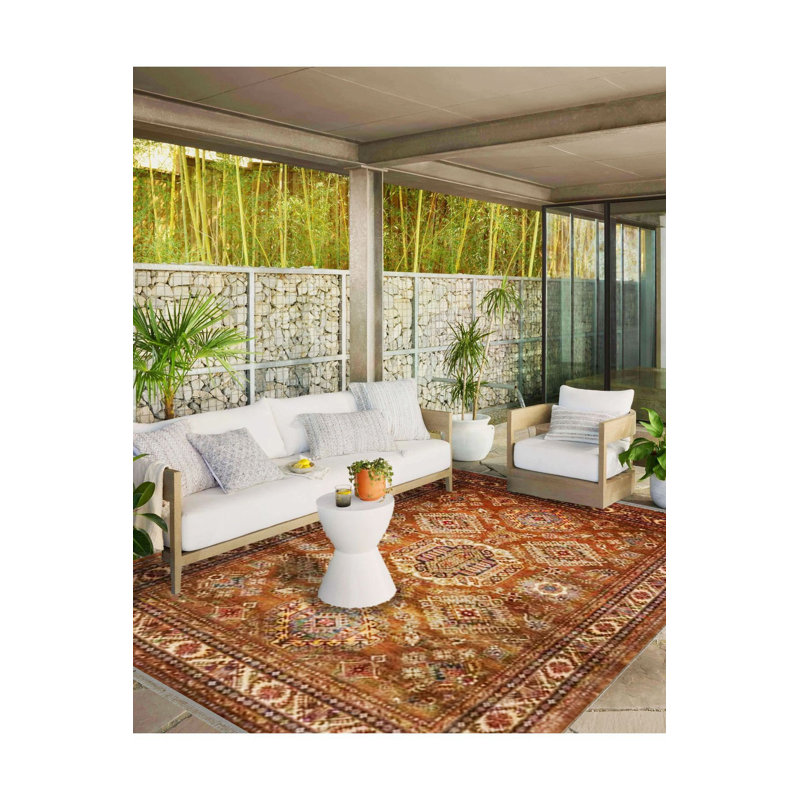 Tapis tissé à motif traditionnel lavable à la machine, Rectangle 3 pi 3 po x 4 pi 11 po