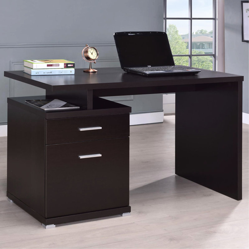 Table de bureau Modern Cappuccino - 2 tiroirs, espace de travail spacieux, organisation efficace, 2 espaces de travail spacieux