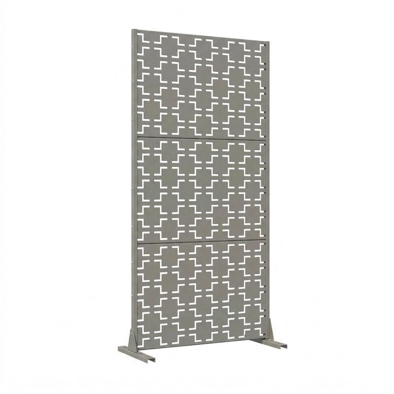 Moderne L 35,5 po x l 16 po x H 72 po Galvanisé gris acier intimité creusé galvanisé (1 paquet), Gris