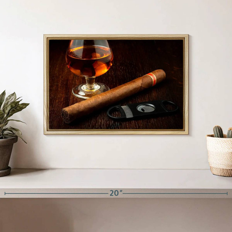 Verre de rhum, Cadre flottant en bois naturel, 13 po x 9 po