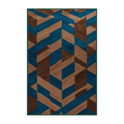 Machine Washable Checkered Green Area Rug