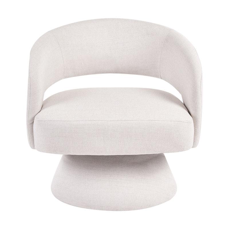 Upholstered Swivel Barrel Chair, White