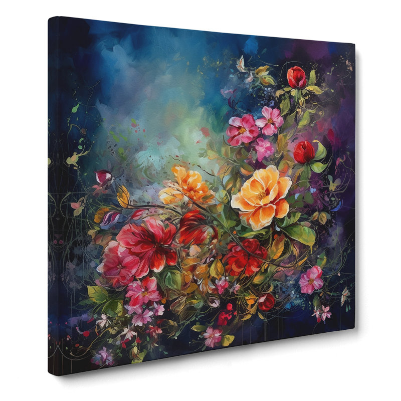Floral Conceptual Art Painting No.3 - Wrapped Canvas, 50cm H x 50cm W x 3cm D