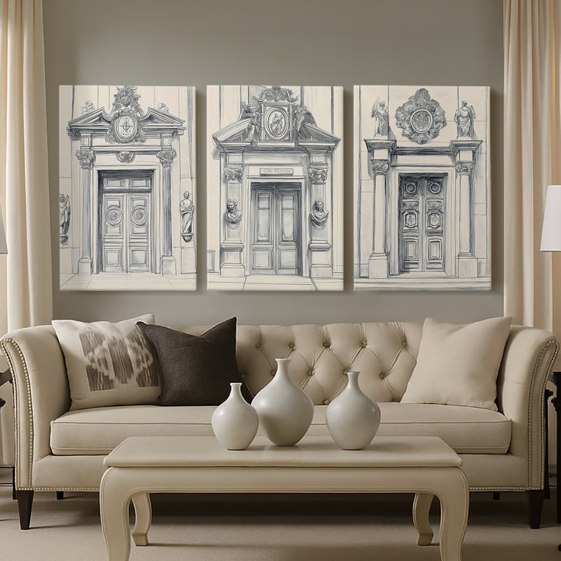 Paysages série XXIX - Toile tendue avec châssis sur mesure - 3 pièces, H 27 po x l 54 po