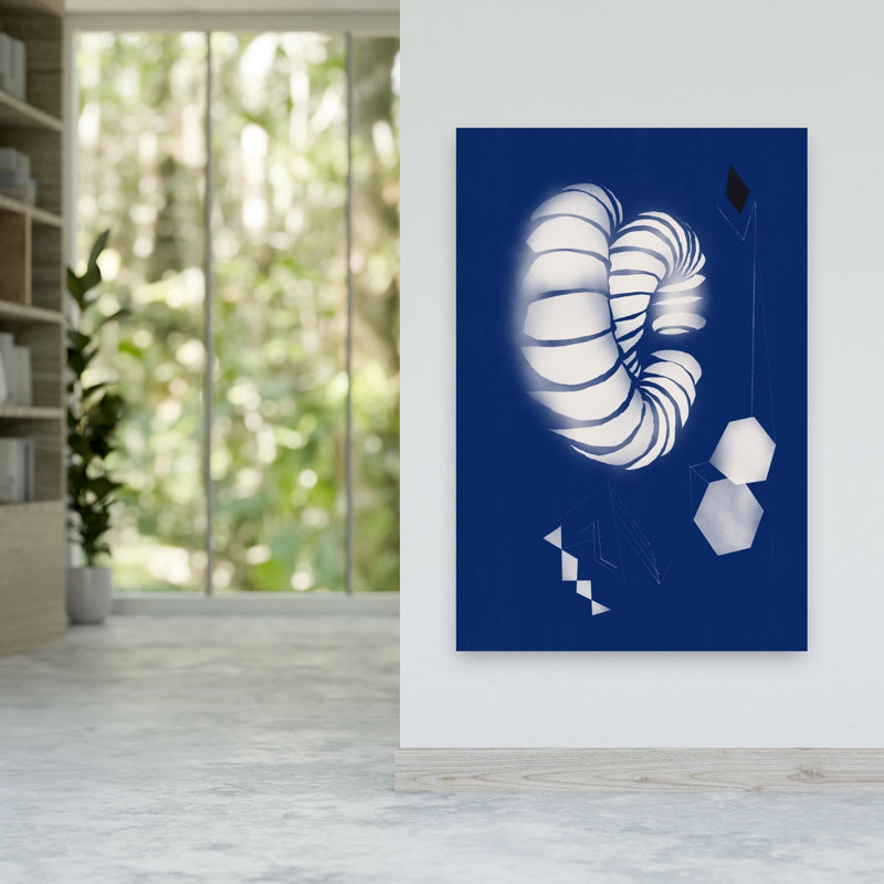 «Blue Geometric Spiral Abstract Contemporary Geometric Landscape Nature», reproduction d'art murale, H 60 po x l 40 po