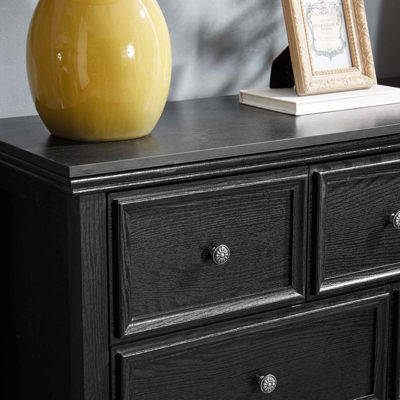 Delong Faux Wood 7-Drawer Dresser, Black