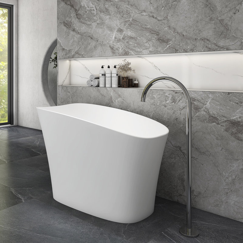 Baignoire rectangulaire autoportante 51 pouces avec surface intégrée et blanc mat