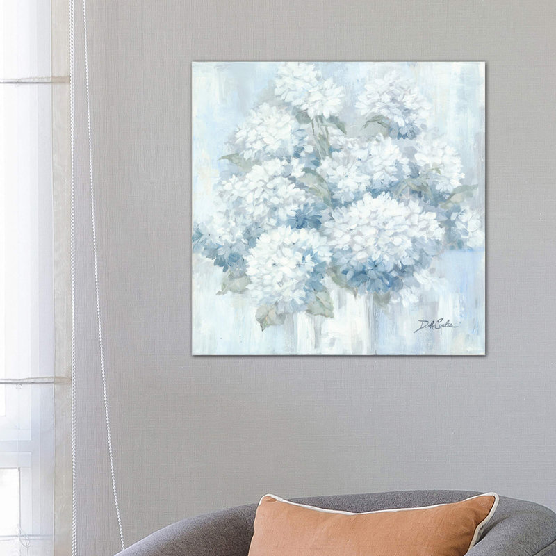 White Hydrangeas by Debi Coules - Wrapped Canvas Painting, 66.04 cm H x 66.04 cm W x 1.91 cm D