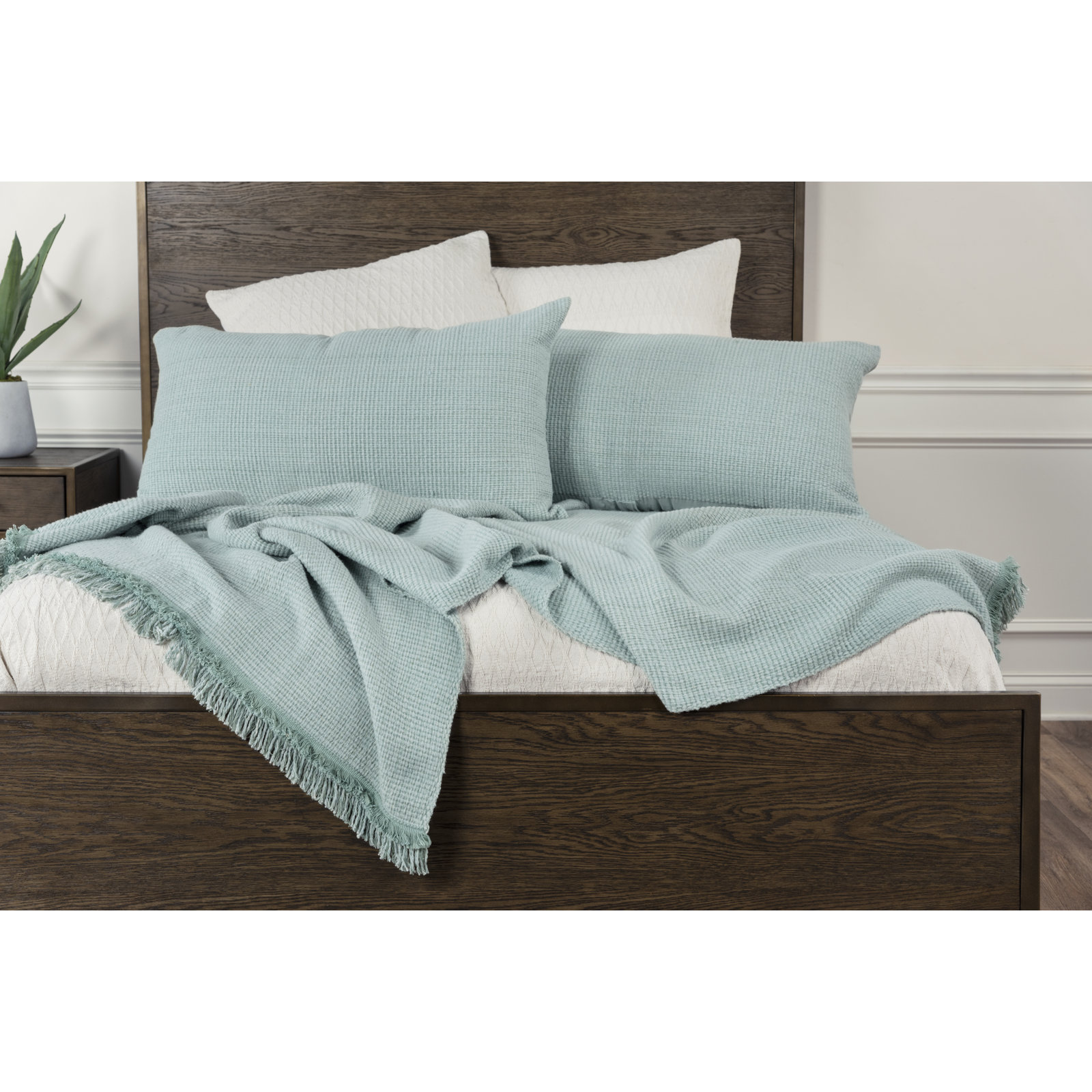 Eastover Cotton Hand Woven Blanket, Aqua